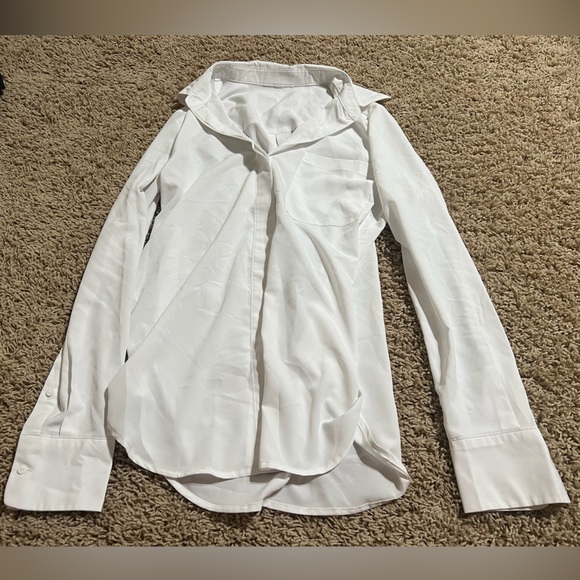 aritzia white sheer button down top - Picture 1 of 1